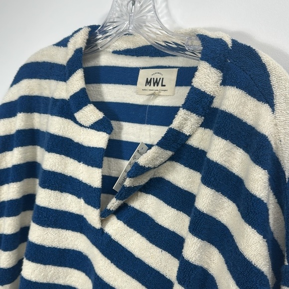 Madewell MWL Loop Terry Notched Sweatshirt size medium.NWT.Blue and White - Picture 2 of 8